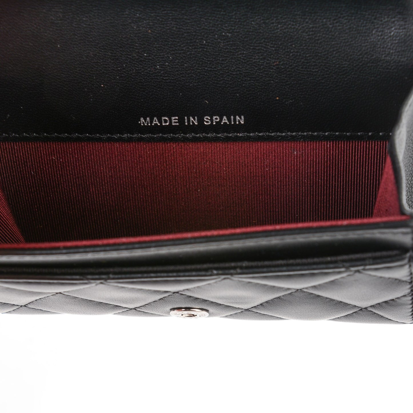 Lambskin Quilted Flap Card Holder Black
