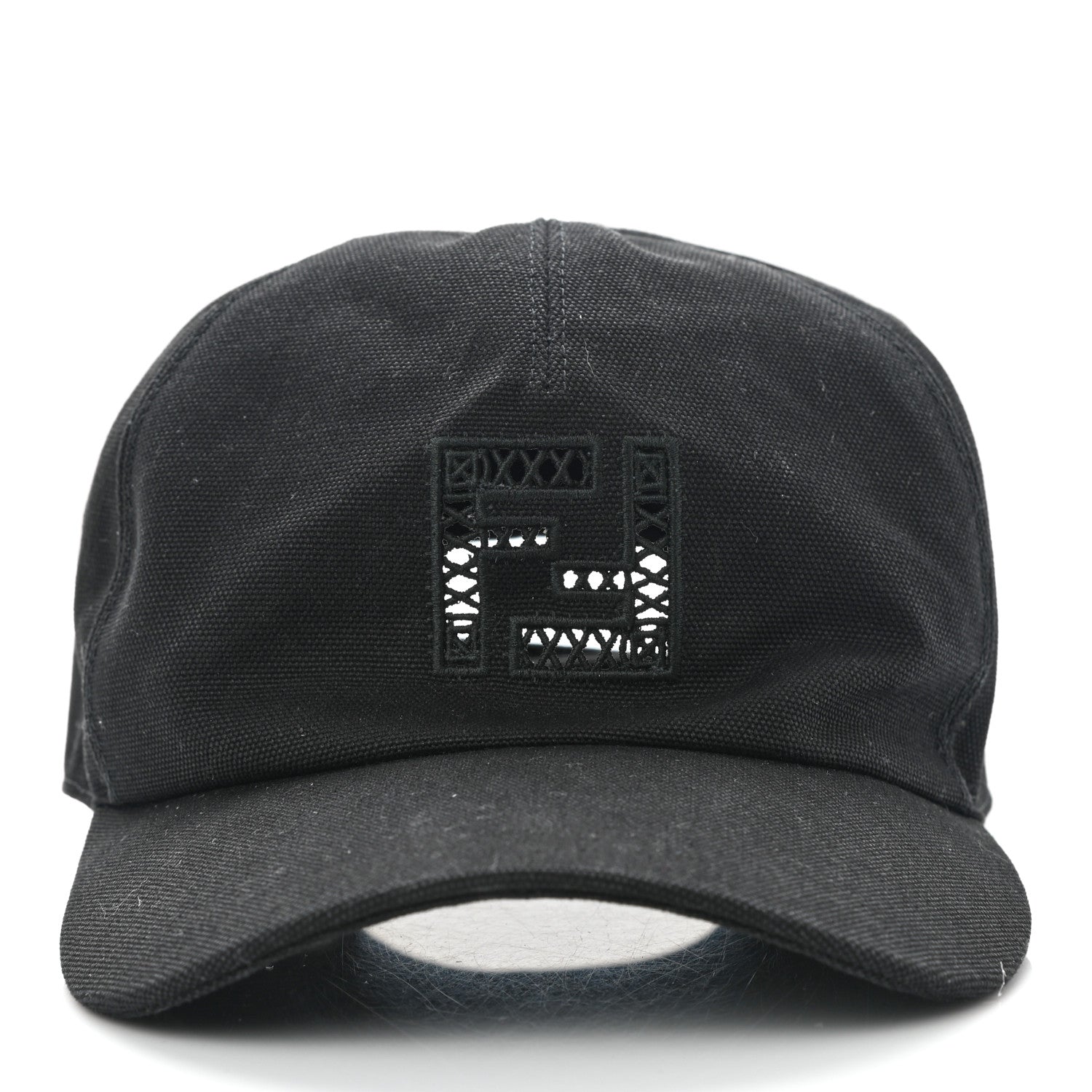 Fendi Cotton FF Ajour Embroidered Baseball Hat 58 Black 4 of 10