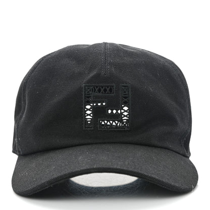 Fendi Cotton FF Ajour Embroidered Baseball Hat 58 Black 4 of 10