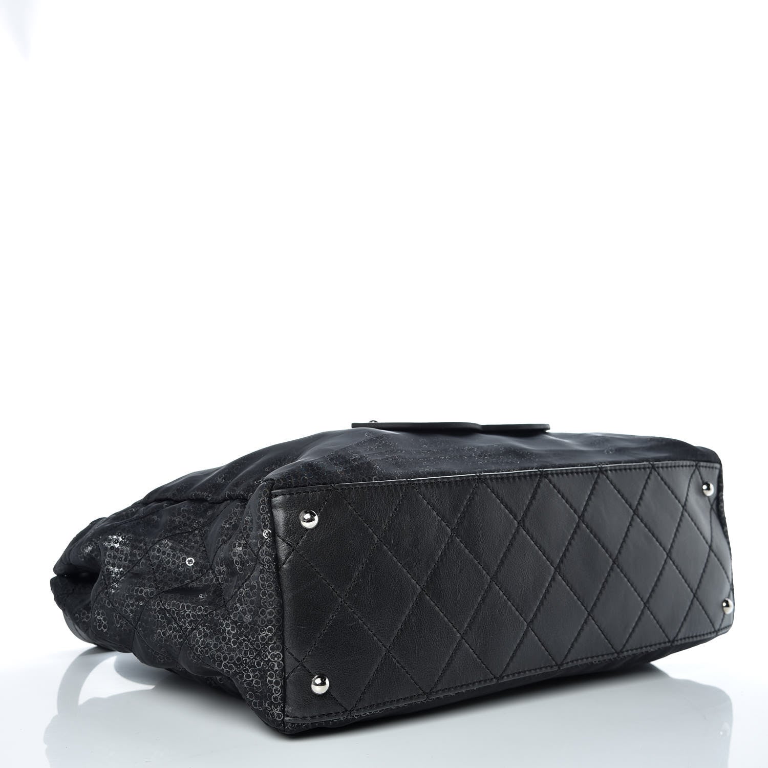 Chanel Calfskin Mesh Hidden Sequin CC Tote Black 4 of 9