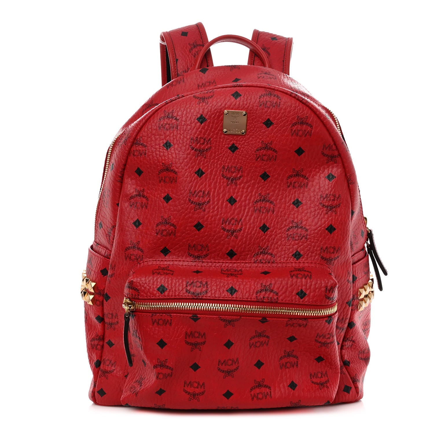 MCM Visetos Medium Side Studs Stark Backpack Ruby Red 1 of 9