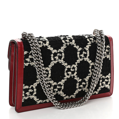 Gucci Tweed GG Monogram Small Dionysus Shoulder Bag Black White Romantic Cherry 3 of 9
