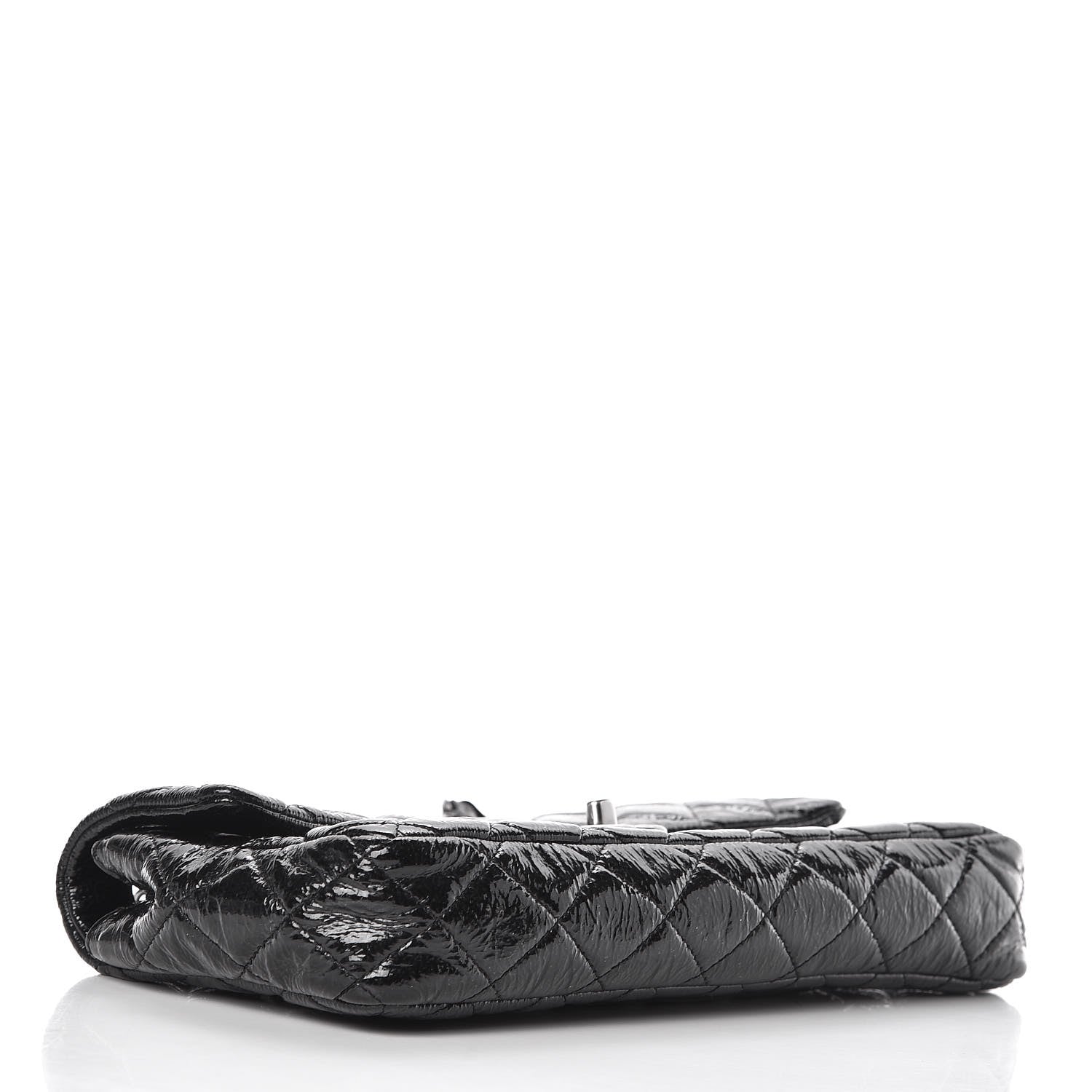 Chanel Distressed Patent Quilted East West Flap Black 4 of 12