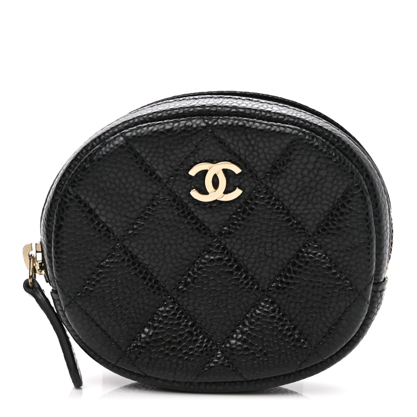 Caviar Quilted Zip Around Classic Coin Purse Black