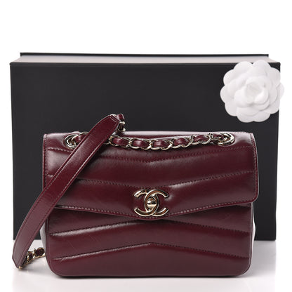 Chanel Shiny Lambskin Quilted Small Chevron Miroir Burgundy 12 of 12