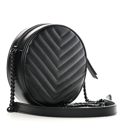 Saint Laurent Calfskin Matelasse Chevron Round Vinyle Camera Bag Black 3 of 11
