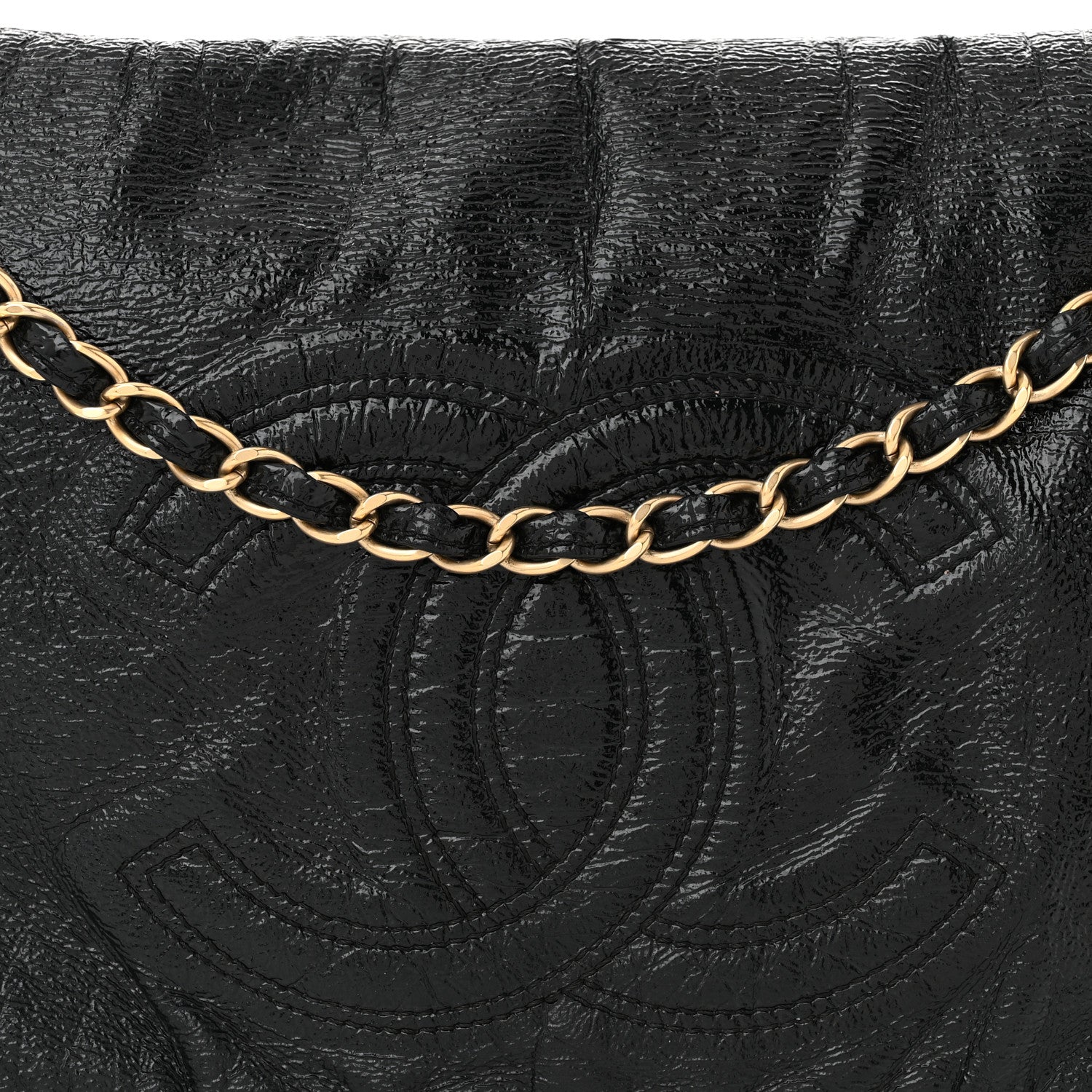 Chanel Vinyl Medium Rock and Chain Flap Black Black 8 of 11