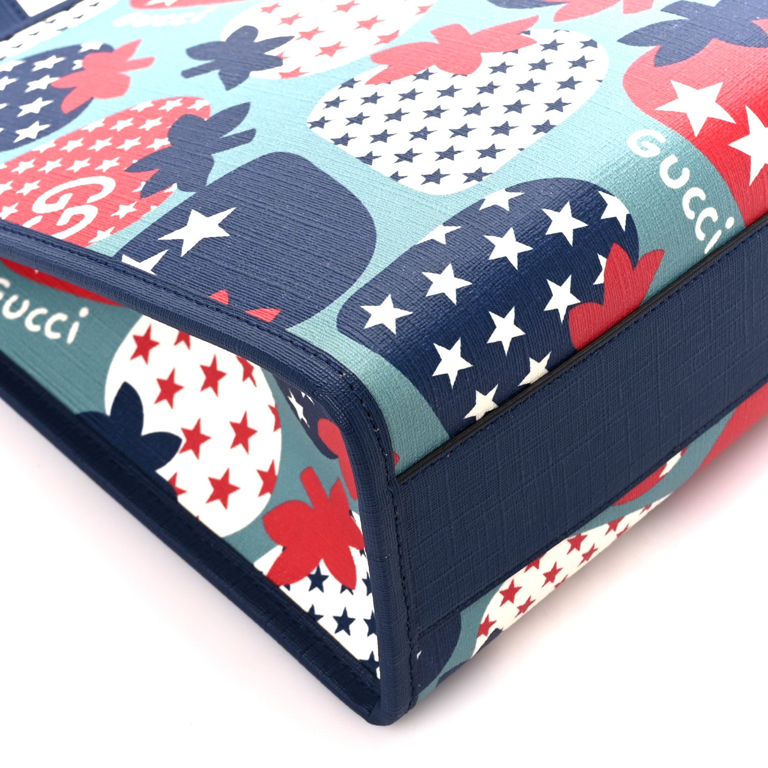 Gucci Coated Canvas Strawberry Stars Childrens Tote Red White Blue 10 of 11