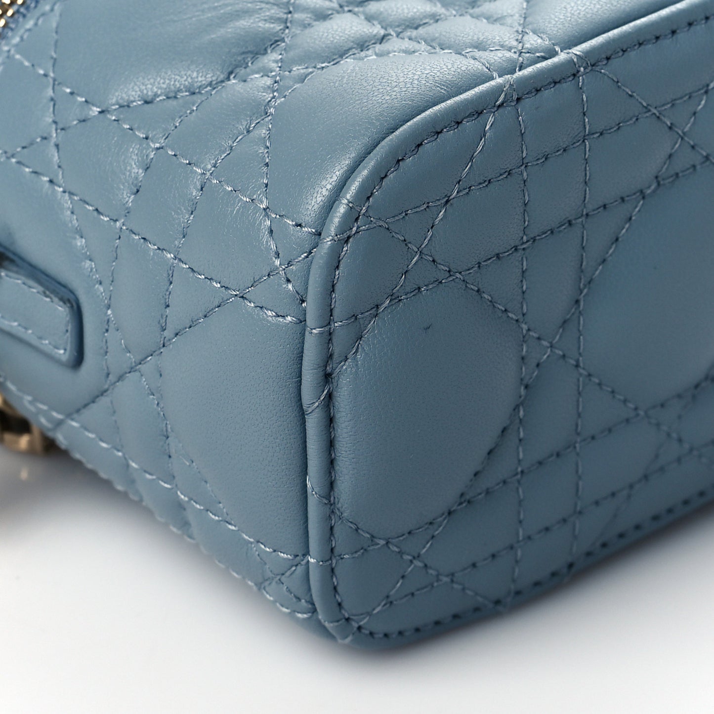 Lambskin Cannage Micro Lady Dior Vanity Case Blue