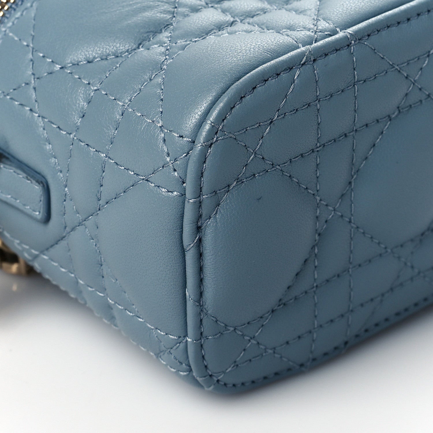 Christian Dior Lambskin Cannage Micro Lady Dior Vanity Case Blue 4 of 9