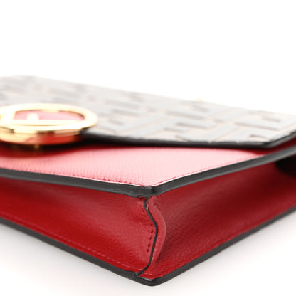 Fendi Vitello Cruise F is Fendi FF 1974 Embossed Medium Envelope Wallet On Chain Fragola Maya Black 10 of 10