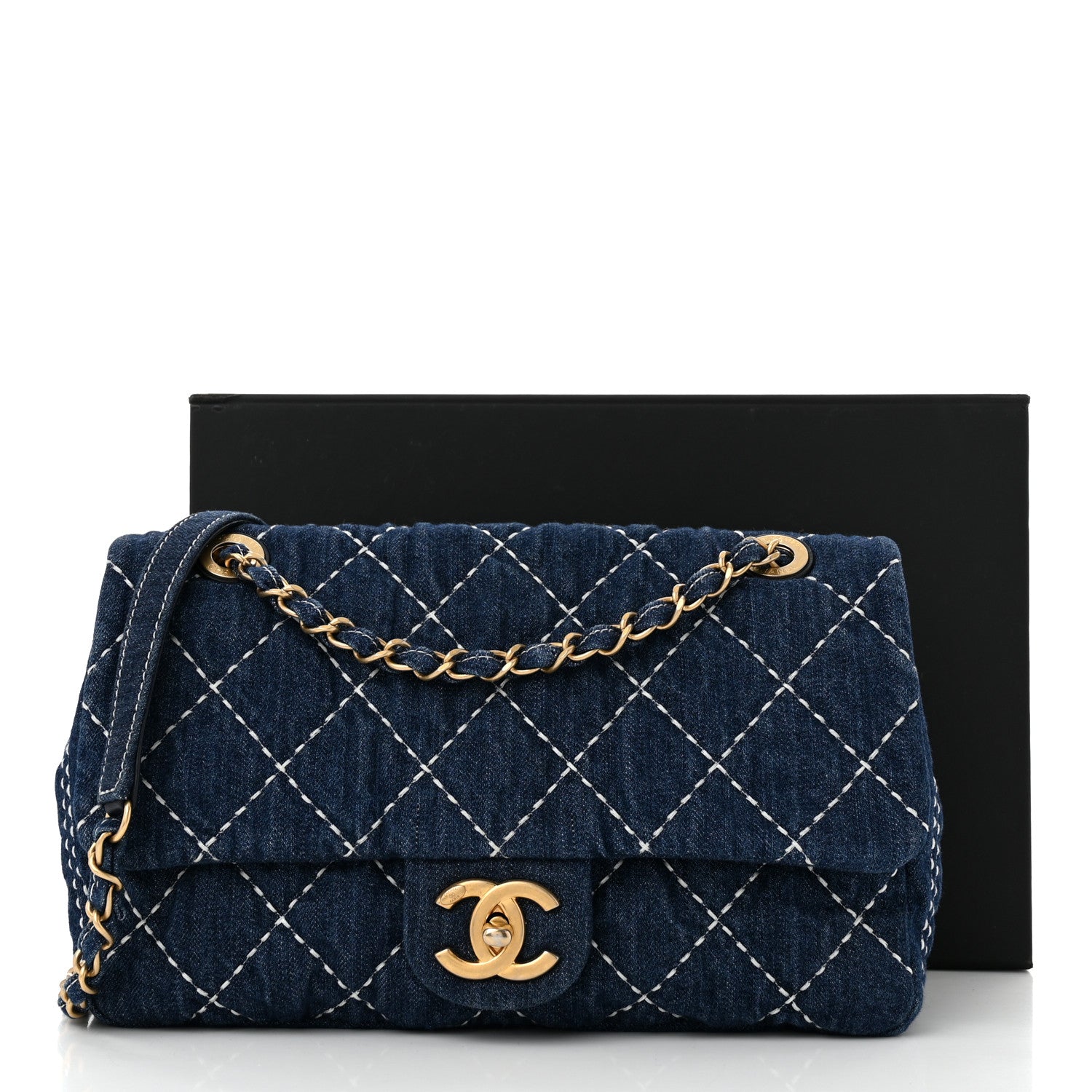 Chanel Denim Quilted Medium Denim Trip Single Flap Blue 11 of 11