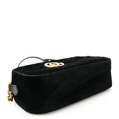 Gucci Velvet Matelasse Small GG Marmont Chain Shoulder Bag Black 4 of 13