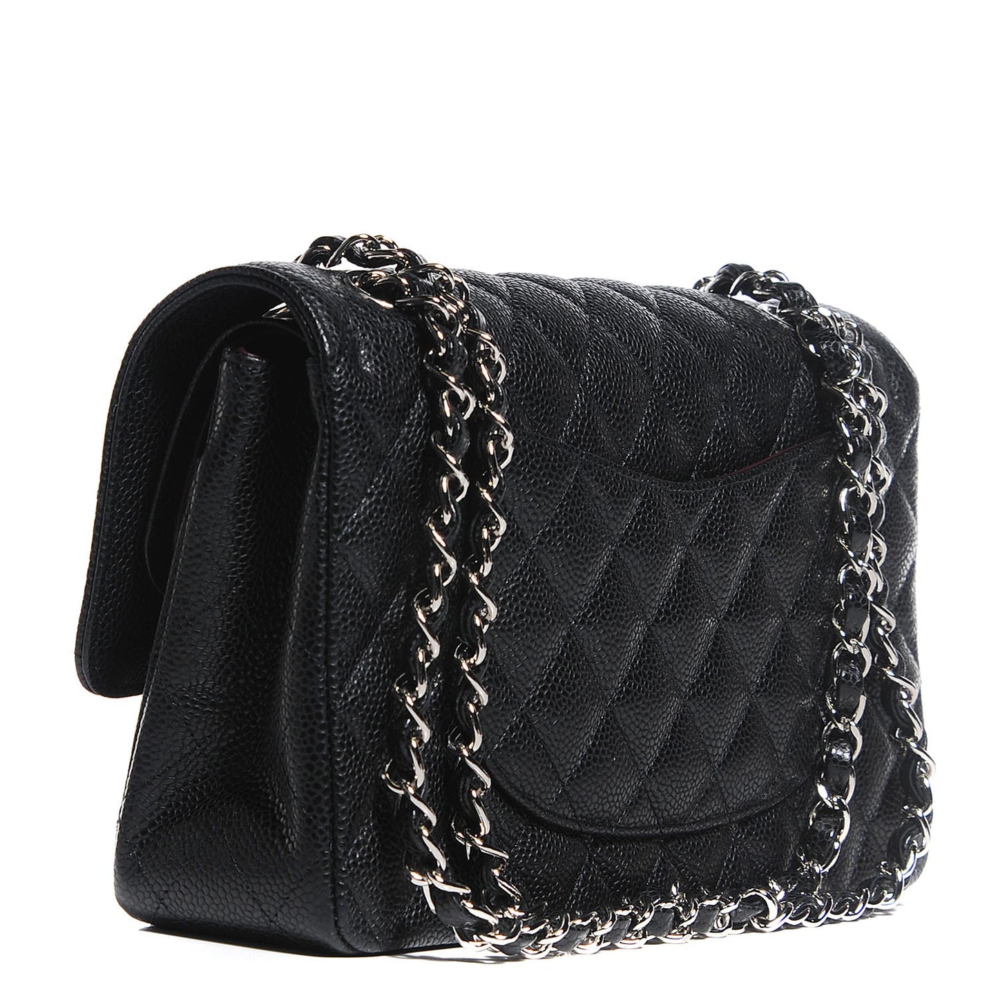 Caviar Quilted Medium Double Flap Black