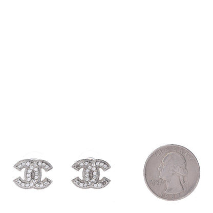 Chanel Crystal CC Earrings Silver 2 of 6