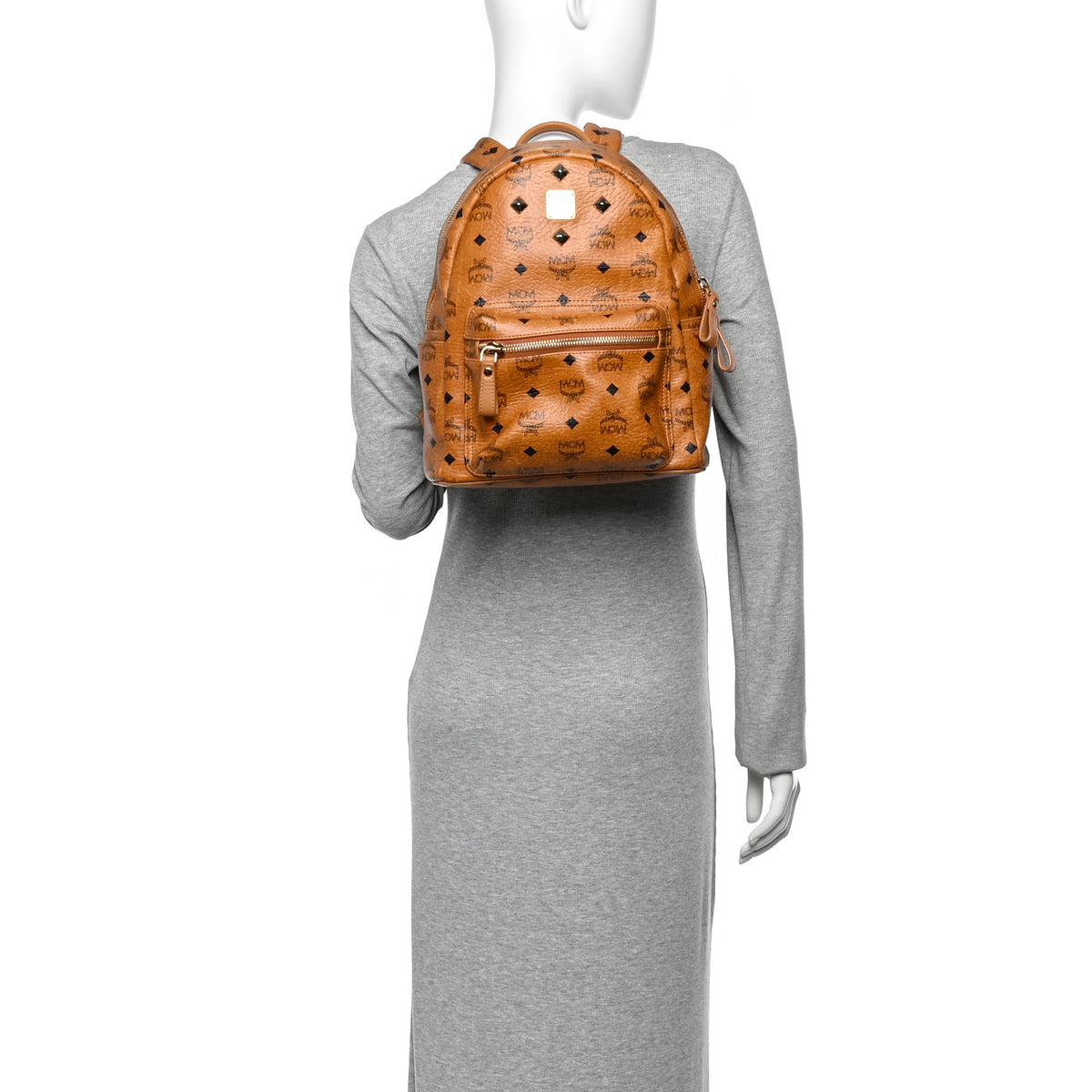 MCM Visetos Small Sprinkle Stud Stark Backpack Cognac 2 of 10