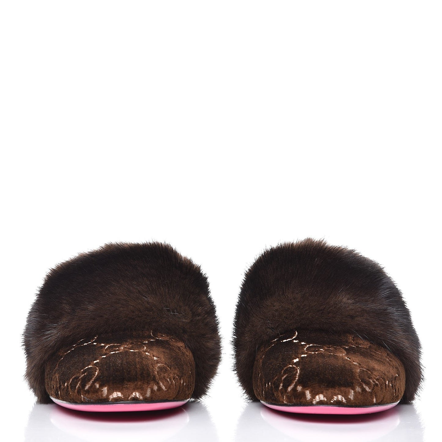 Mink Velvet GG Monogram Candy Mules 41 Scan Brown Brown