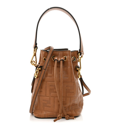 Fendi Vitello Cristallo Nature F is Fendi FF 1974 Embossed Mini Mon Tresor Bucket Bag Cuoio 1 of 14