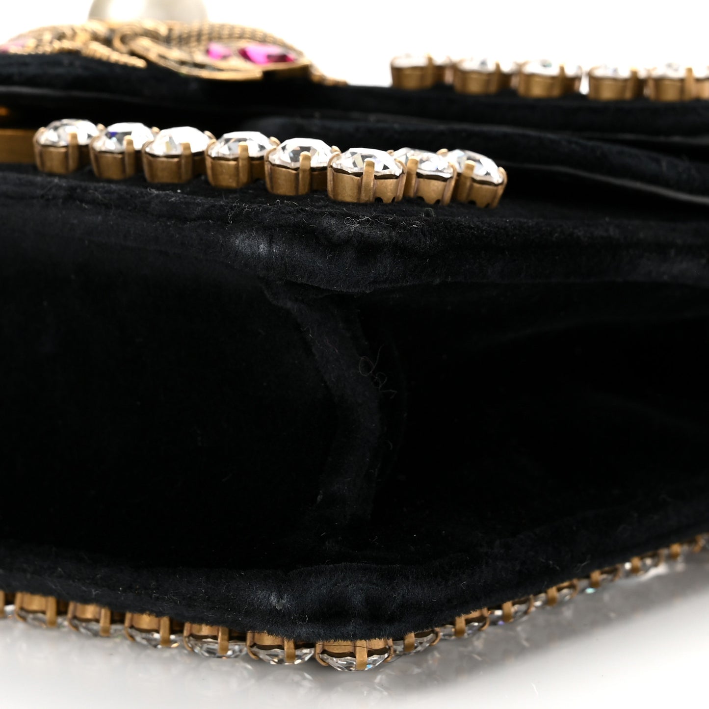 Velvet Crystal Mini Bee Broadway Shoulder Bag Black