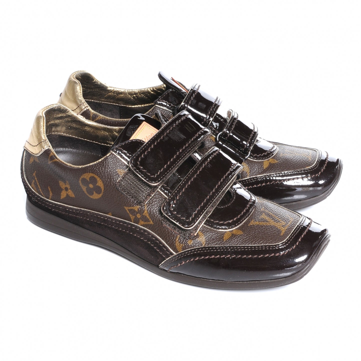 Suede Patent Monogram Speeding Velcro Sneakers 35