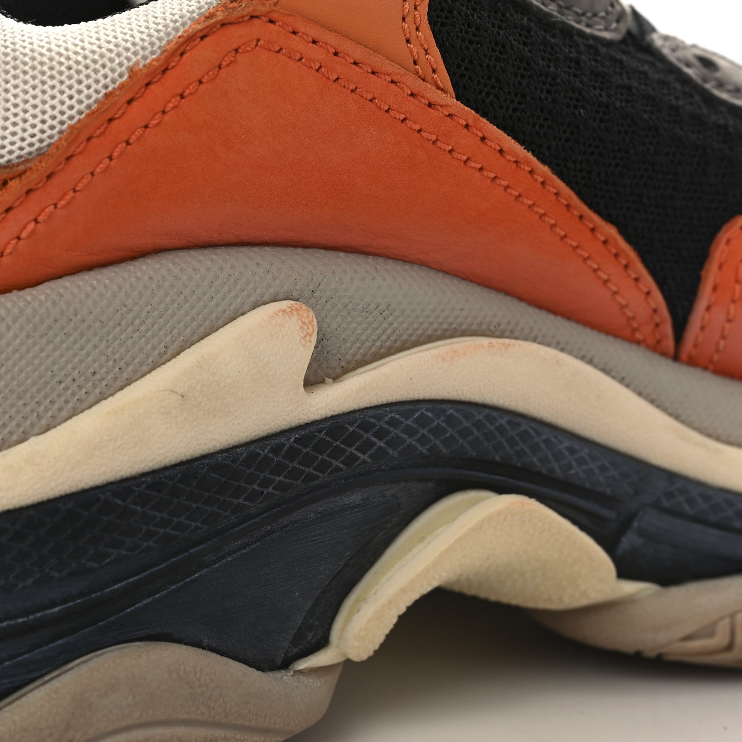Mesh Nubuck Womens Triple S Sneakers 37 Orange Gris Black
