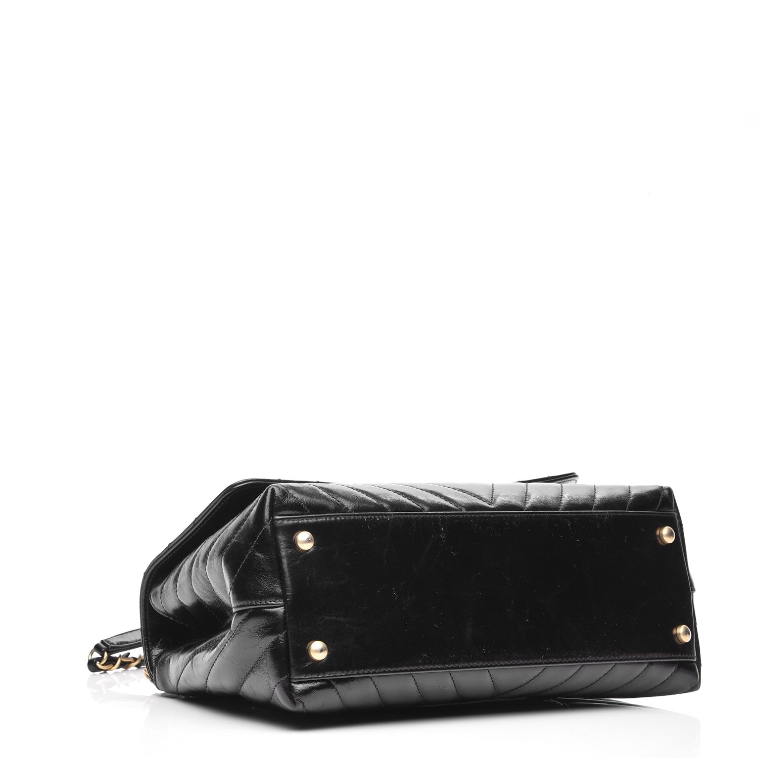 Chanel Calfskin Chevron Quilted Coco Handle Flap Black 5 of 8