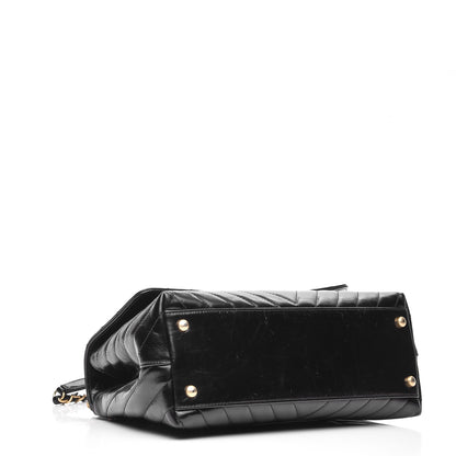 Chanel Calfskin Chevron Quilted Coco Handle Flap Black 5 of 8