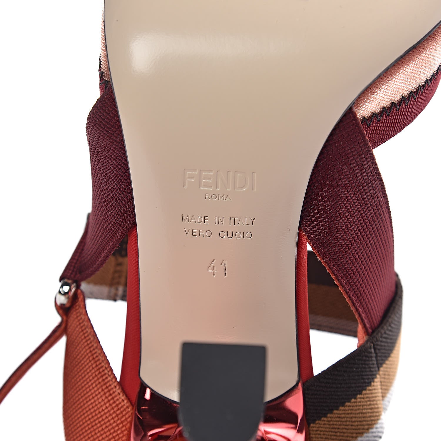 Fendi Technical Mesh Colibri 85mm Slingback Pumps 41 Fragola Mou Fango Ruggine 6 of 9