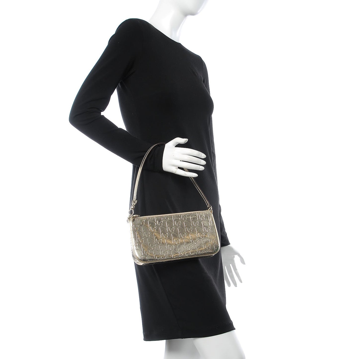 Metallic Patent Monogram Shoulder Bag Light Gold