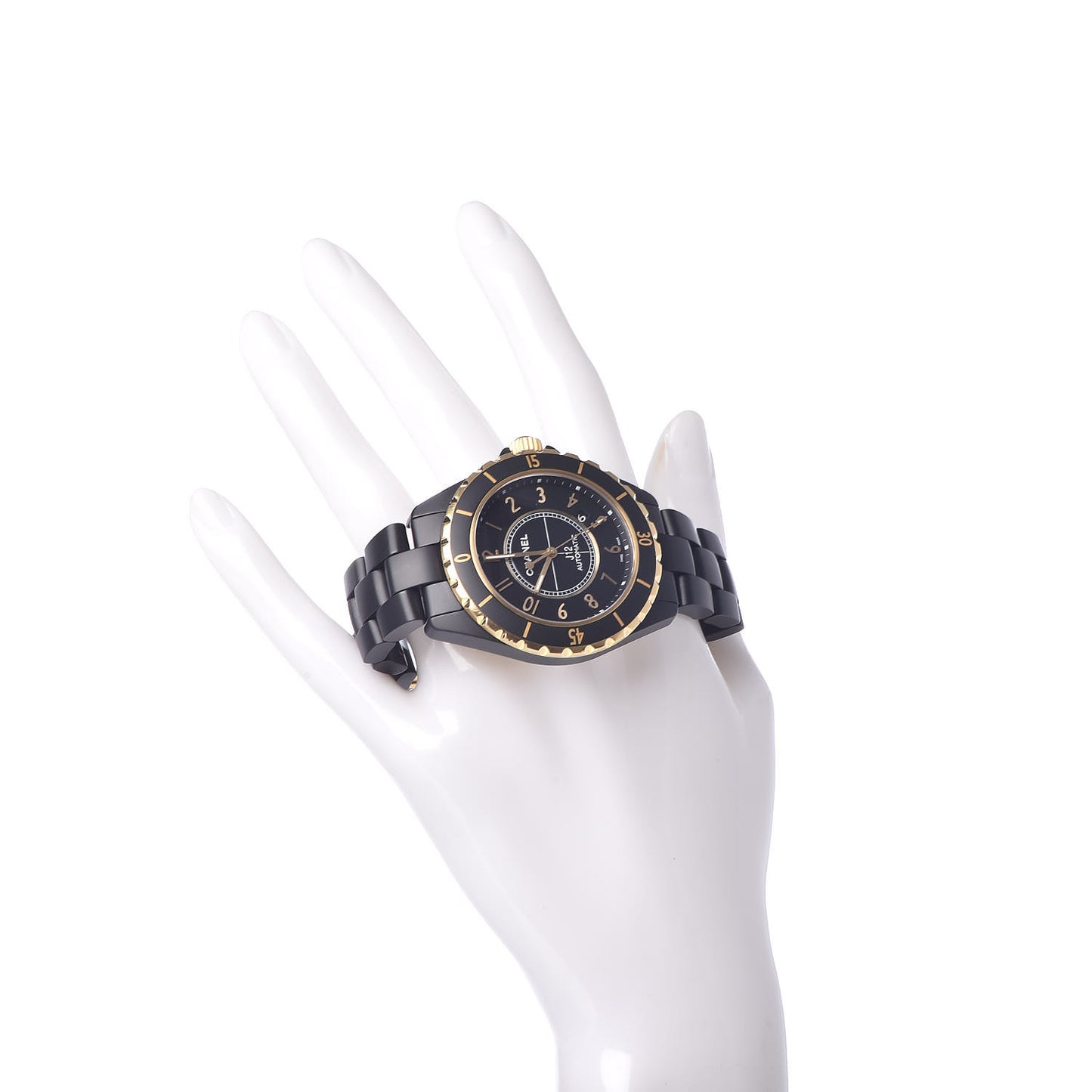 Stainless Steel 18K Yellow Gold Matte Ceramic 41mm J12 Automatic Watch Black