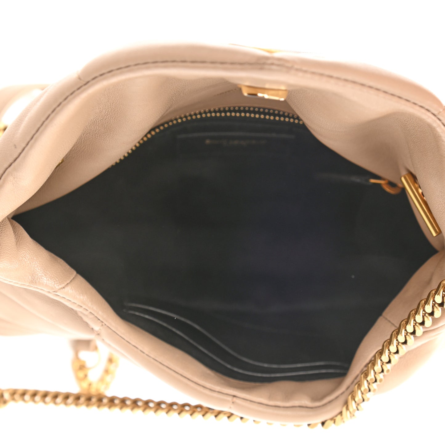 Lambskin Quilted Toy Loulou Puffer Monogram Chain Satchel Dark Beige