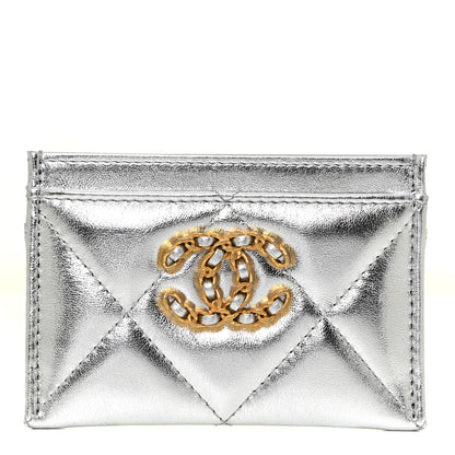 Chanel Metallic Goatskin Quilted 19 Card Holder Silver 1 of 11