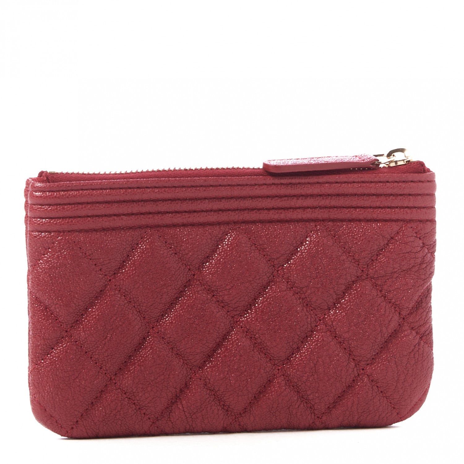 Chanel Caviar Quilted Zipped Boy Pouch Red 2 of 9