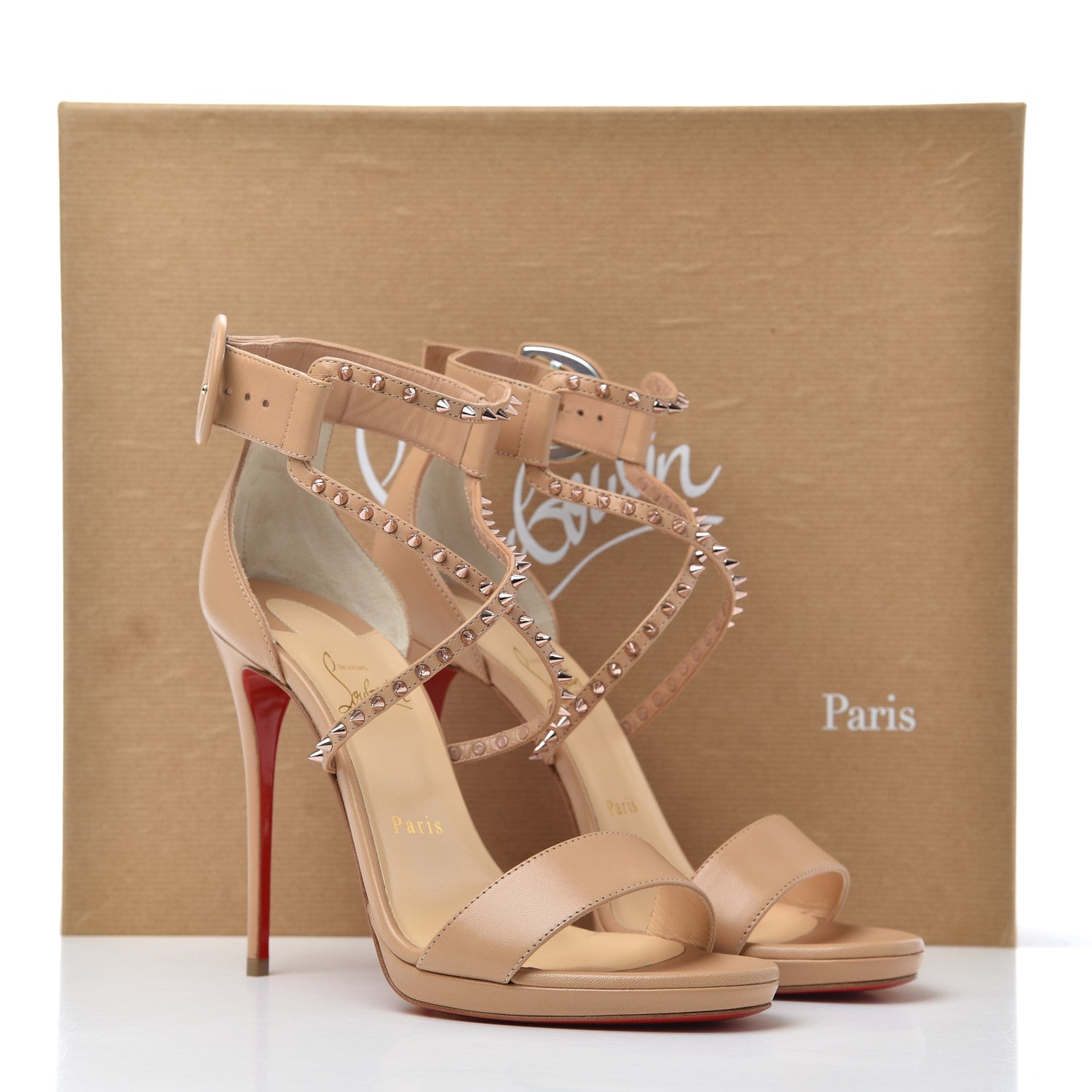 Christian Louboutin Kid Choca Lux 120 Sandals 38 Nude Pink Bronze 8 of 8