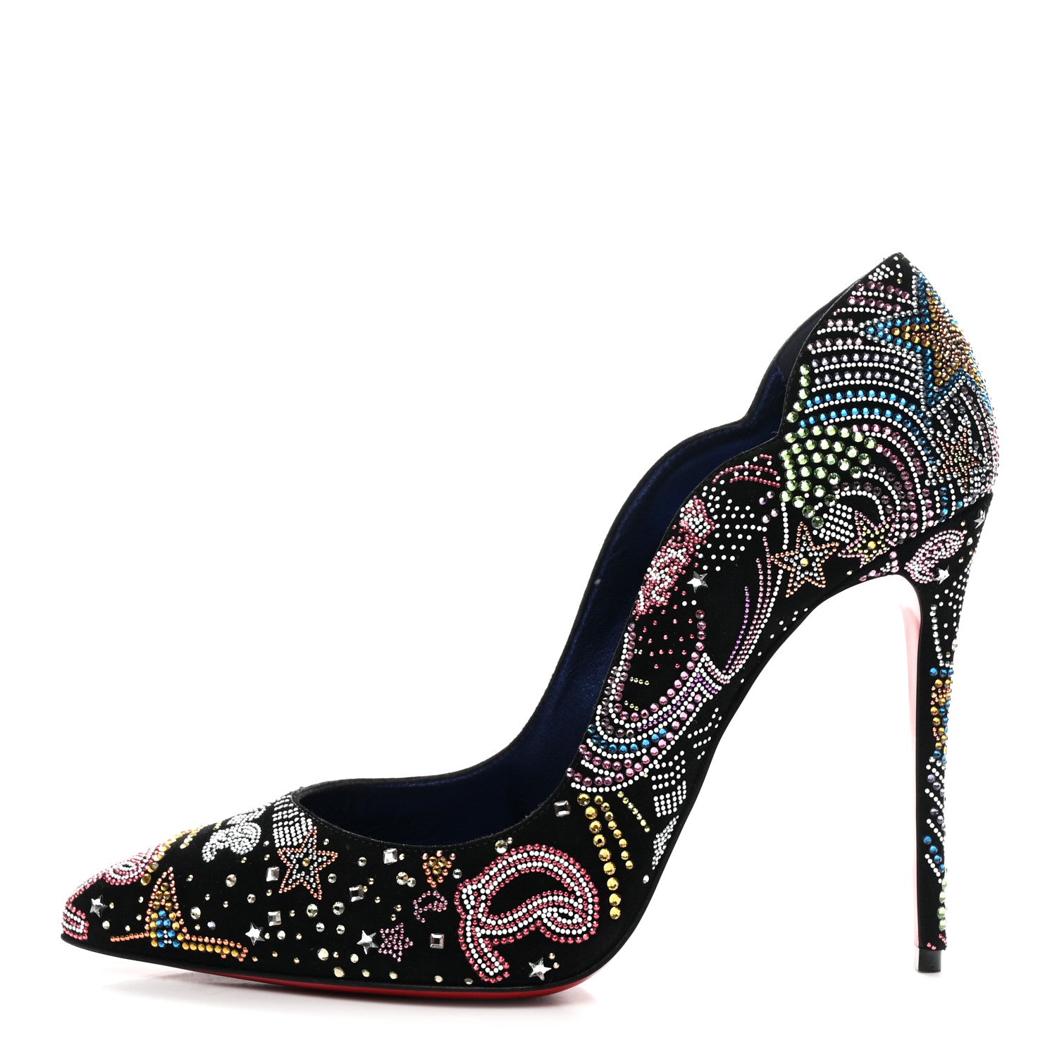 Christian Louboutin Suede Crystal Embellished Starlight Hot Chick 100 Pumps 40 Black Multicolor 1 of 10