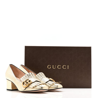 Gucci Galassia GG Marmont Fringe 50mm Loafer Pumps 35 Platino 13 of 13