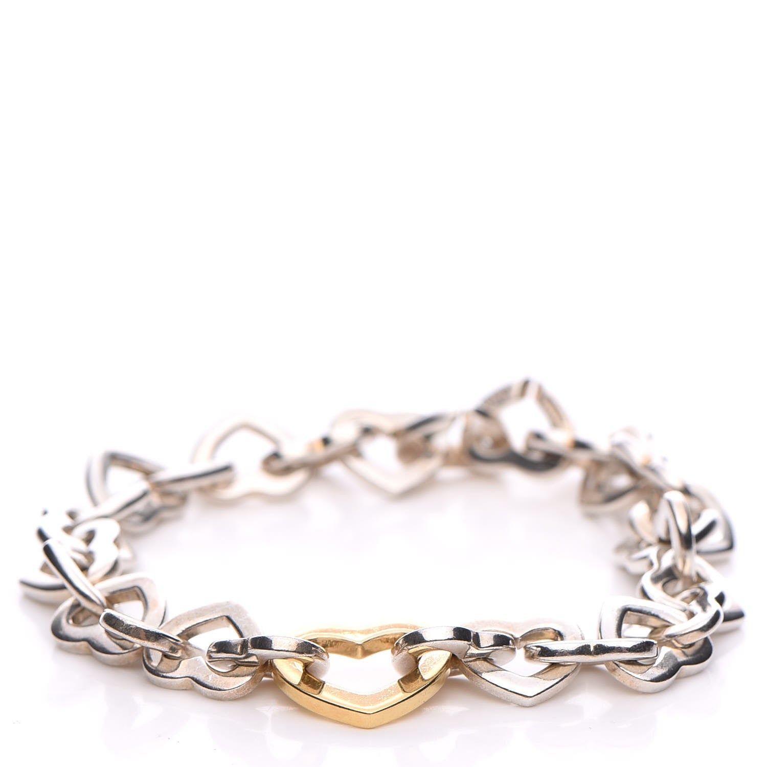 Tiffany Sterling Silver 18K Yellow Gold Heart Links Bracelet 1 of 5