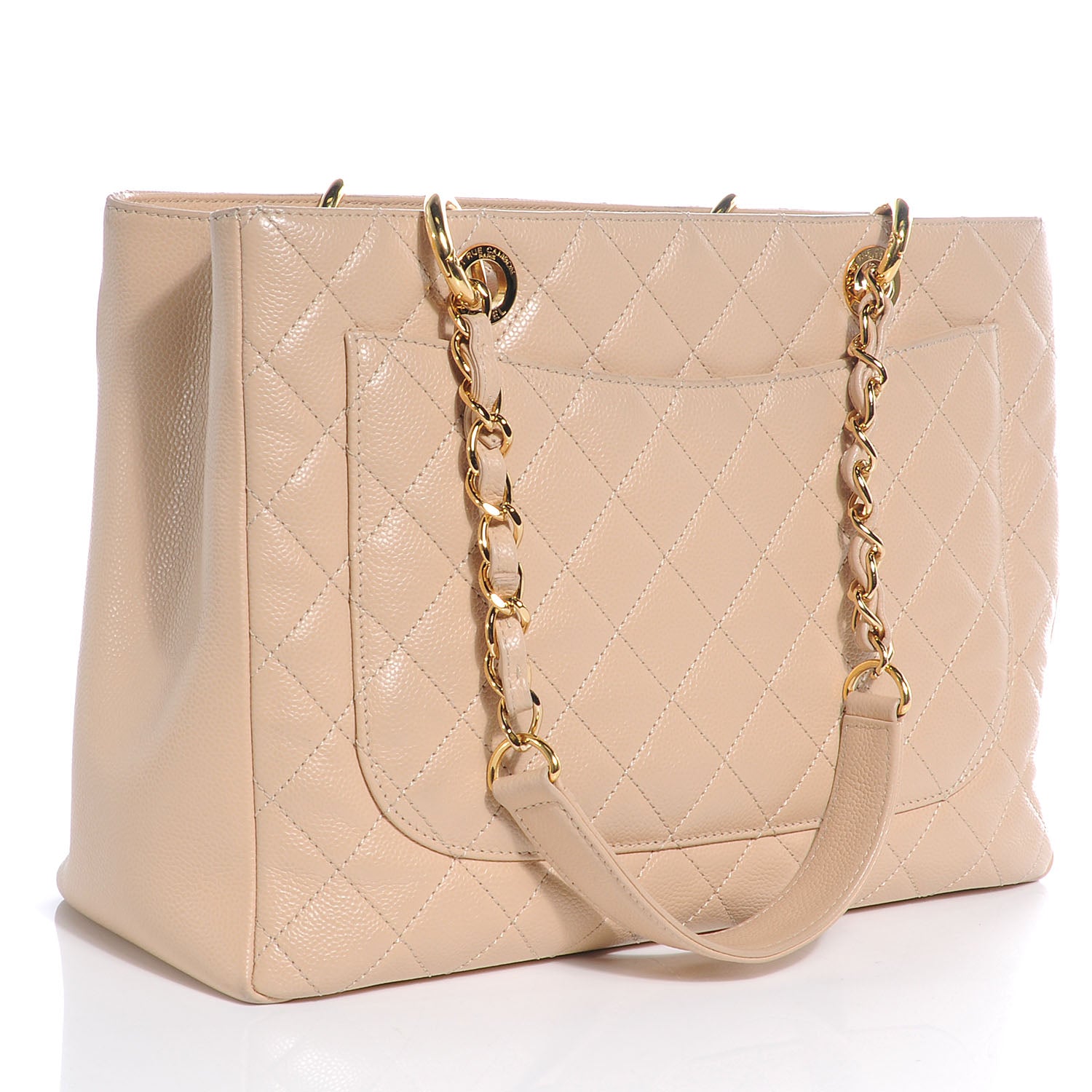 Chanel Caviar Quilted Grand Shopping Tote GST Beige 3 of 10