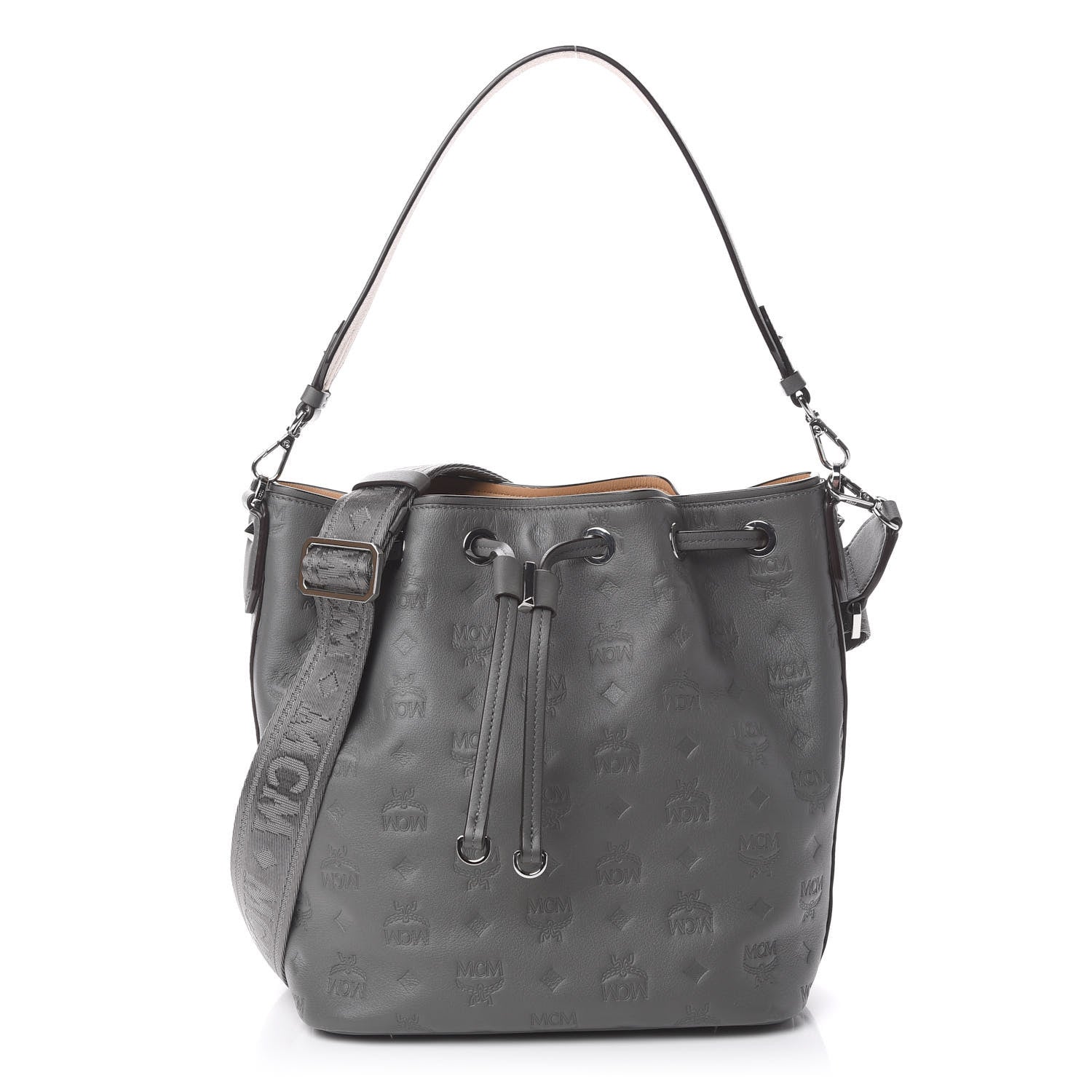 MCM Calfskin Ottomar Monogram Small Essential Bucket Charcoal 1 of 10