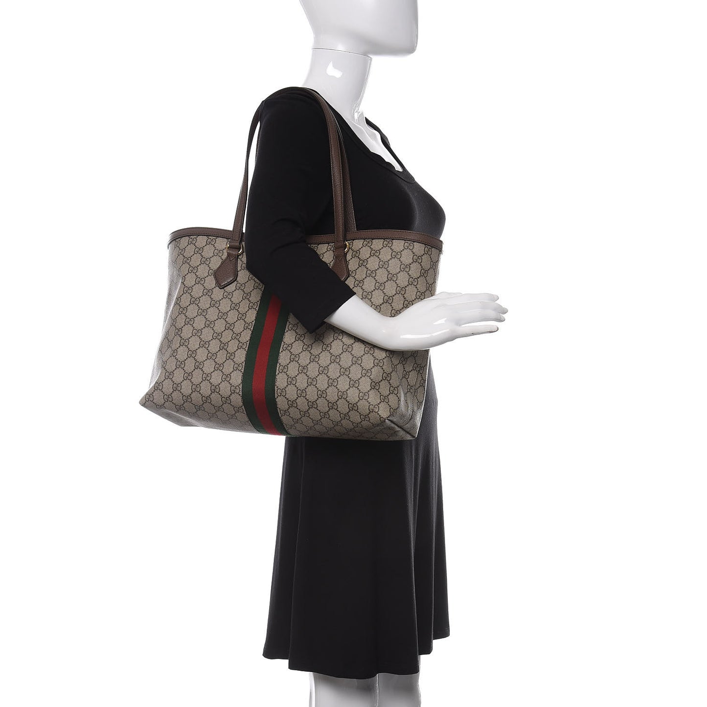 GG Supreme Monogram Medium Ophidia Shopping Tote Brown