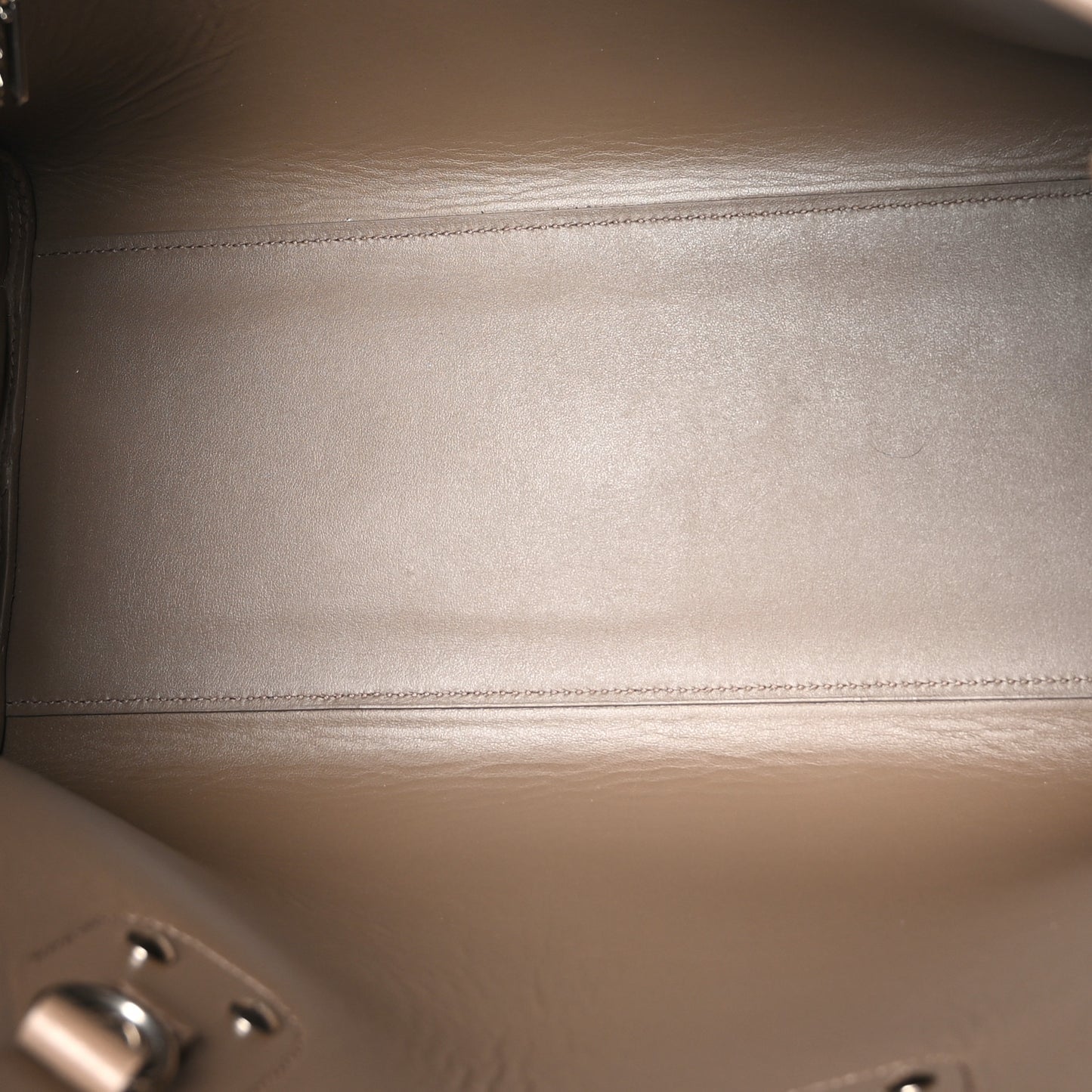 Grained Calfskin Topstitch Small Classic Sac De Jour Taupe