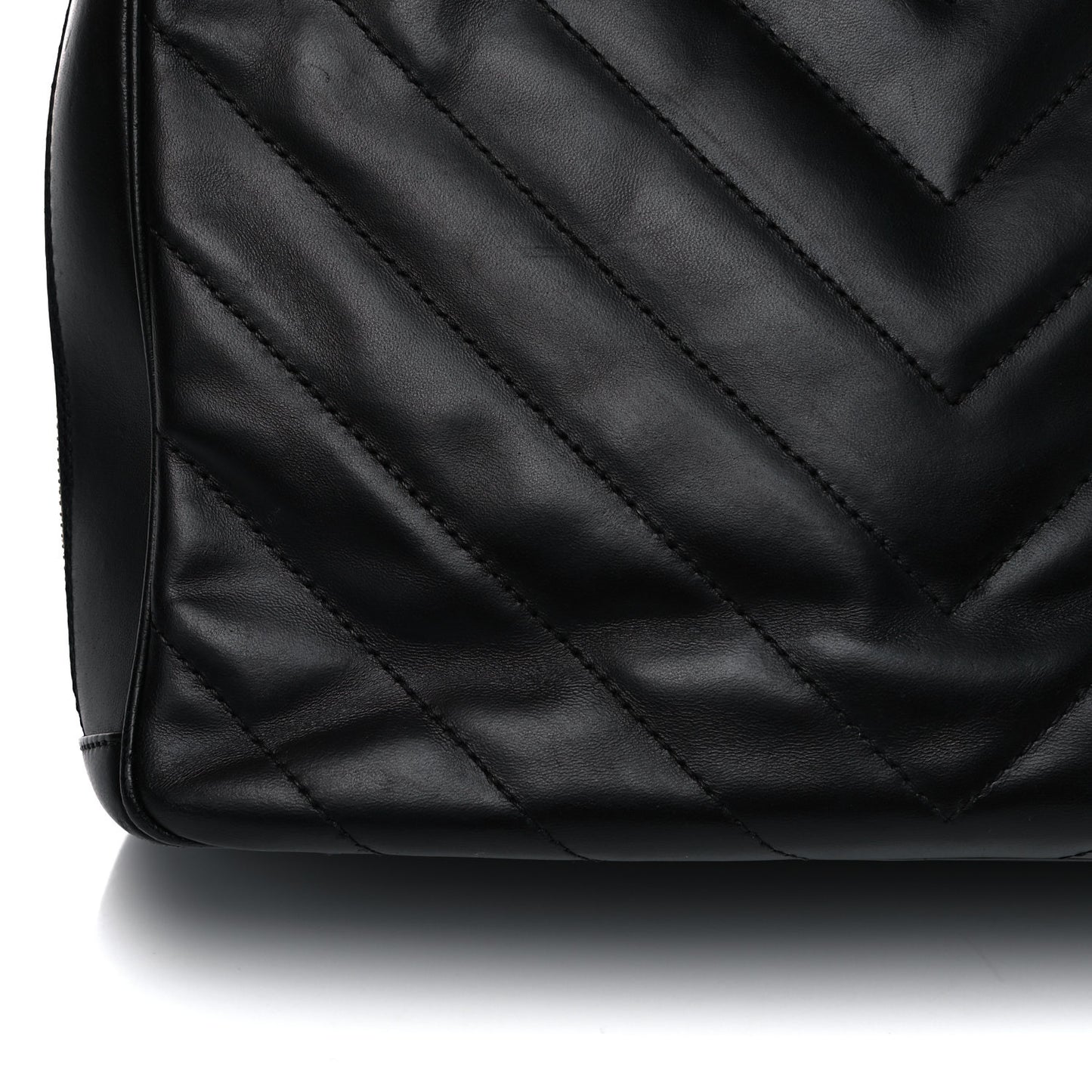 Lambskin Chevron Quilted Camera Case Black