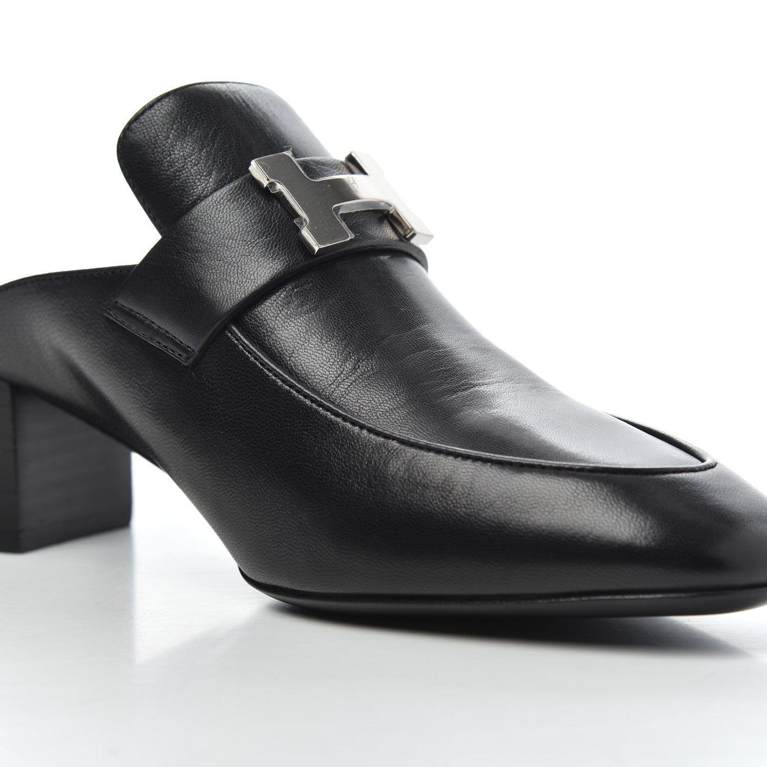 Hermes Goatskin Paradis Mules 37.5 Black 12 of 13