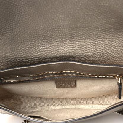 Gucci Metallic Pebbled Calfskin Medium Soho Flap Crossbody Golden Beige 5 of 13