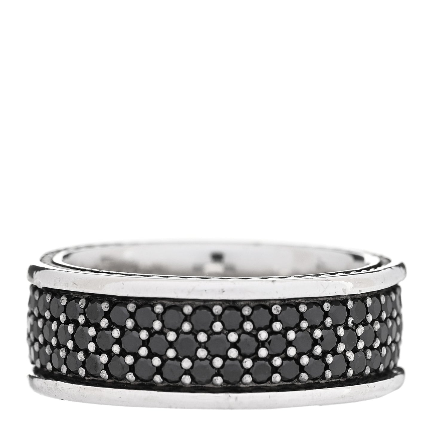 Sterling Silver Black Diamond Streamline Three-Row Band Ring 61 9.75