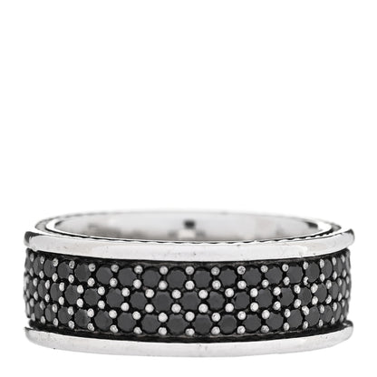David Yurman Sterling Silver Black Diamond Streamline Three-Row Band Ring 61 9.75 1 of 5