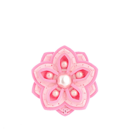 Chanel Pearl Beaded CC Camellia Brooch Pin Pink 1 of 5
