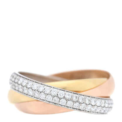 Cartier 18K White Yellow Pink Gold Diamond Small Trinity Paved Ring 46 3.75 1 of 5