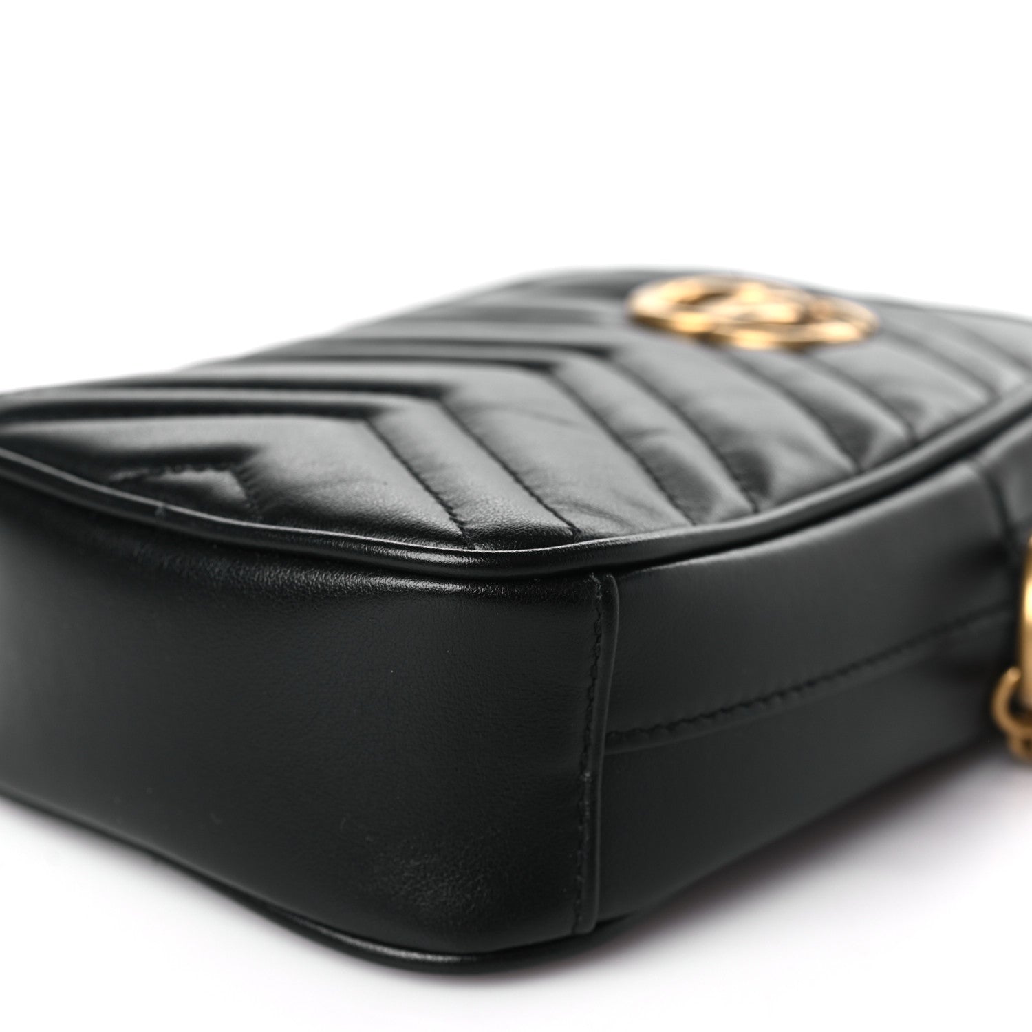Gucci Calfskin Matelasse Mini GG Marmont Crossbody Bag Black 9 of 10