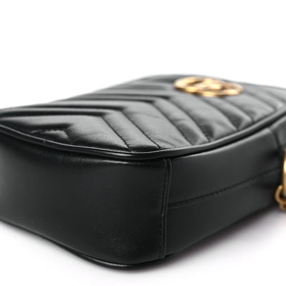 Gucci Calfskin Matelasse Mini GG Marmont Crossbody Bag Black 9 of 10